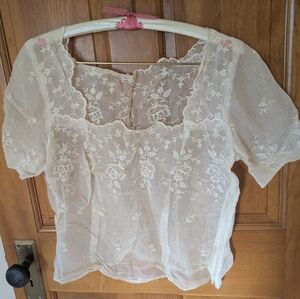 Elegant Cream Lace Women's Top